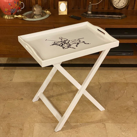 Acacia Wood Premium Finish White Accent Table | End Table - Ralph Lauren - Needs Store