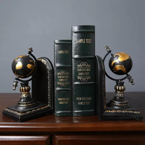 Black & Gold Globe Bookends - Needs Store