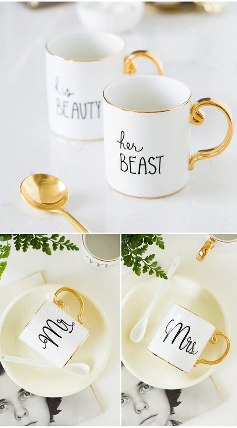Ceramic Mug Luxury Gold “His Beast” - Needs Store
