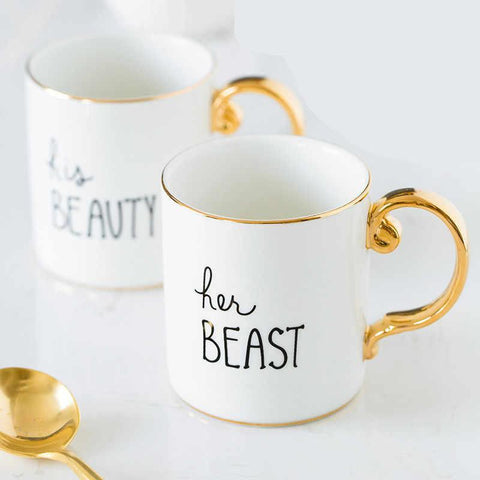 Ceramic Mug Luxury Gold “His Beast” - Needs Store