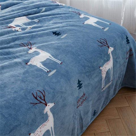 Deer Pattern Winter Sherpa Throw Blanket - QUEEN - Needs Store