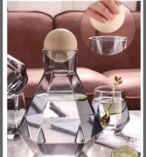 Geometric Glass Water Carafe and Glassware Set - Deep Gray - Needs Store