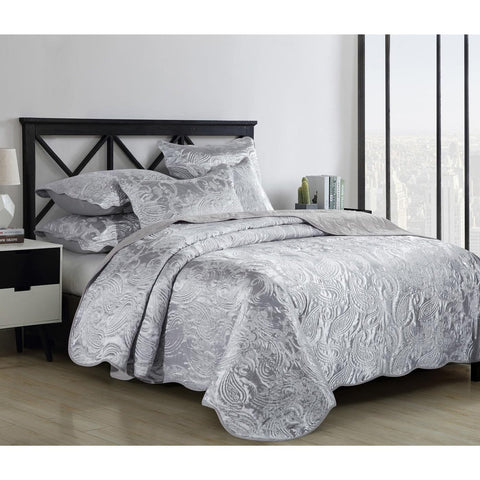 Jacquard Quilted Bedspread Set - Gray (King Size) - Needs Store