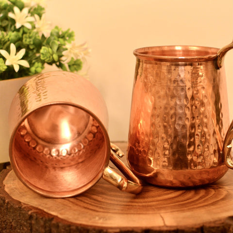 Oriental Copper Mug (750 ml) - Hand Crafted & Hammered Pure Copper - Needs Store
