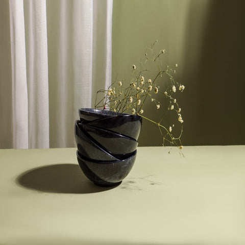 Black Dune Marble Bowl -Serving / Decor Small