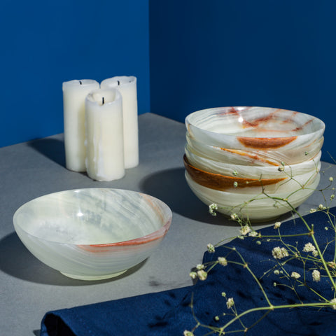 Onyx Marble Serving Bowl (Large)– Natural Tones & Pattern
