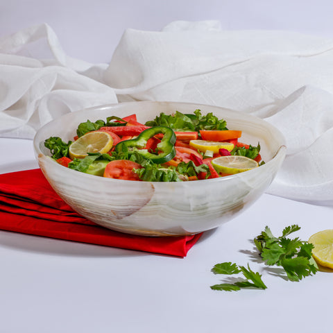 Onyx Marble Serving Bowl (Large)– Natural Tones & Pattern