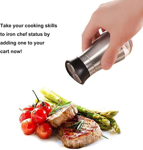 Glass and Stainless Steel Salt And Pepper Shaker - 2 Pcs