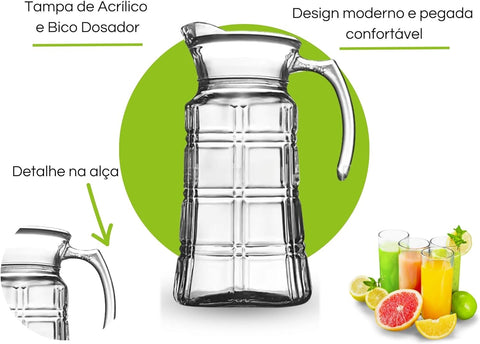Water Glass Jug  With Lid and Handle