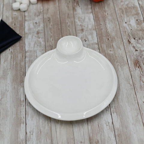 White Round Platter With Sauce Compartment