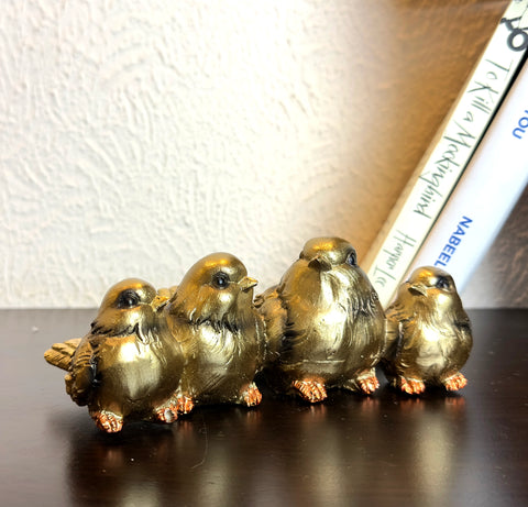 Gold Miniature Sparrow Ornament - Set of 4