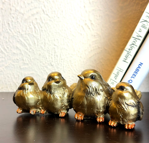 Gold Miniature Sparrow Ornament - Set of 4