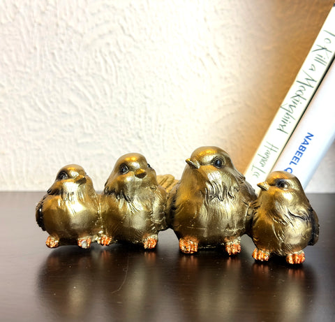 Gold Miniature Sparrow Ornament - Set of 4
