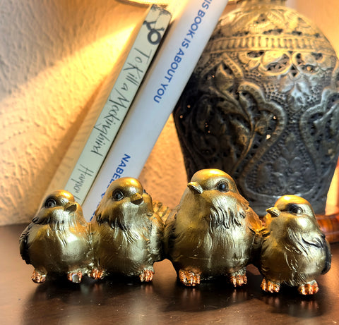 Gold Miniature Sparrow Ornament - Set of 4