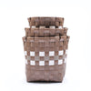 Brown Square Round Braided Baskets - 3 Pcs
