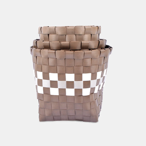 Brown Square Round Braided Baskets - 3 Pcs