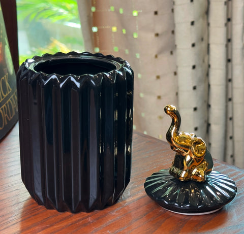 Black Ceramic Candy Jar