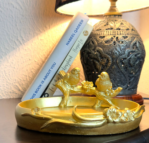 Gold Tray with Sparrows