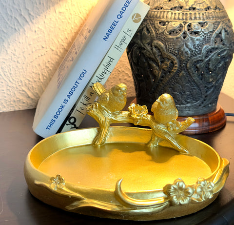 Gold Tray with Sparrows
