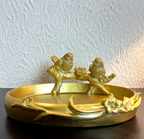 Gold Tray with Sparrows