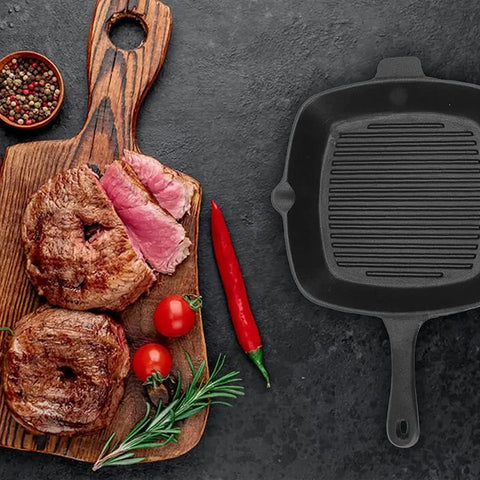 Square non-stick Cast Iron Skillet and Grilling Pan
