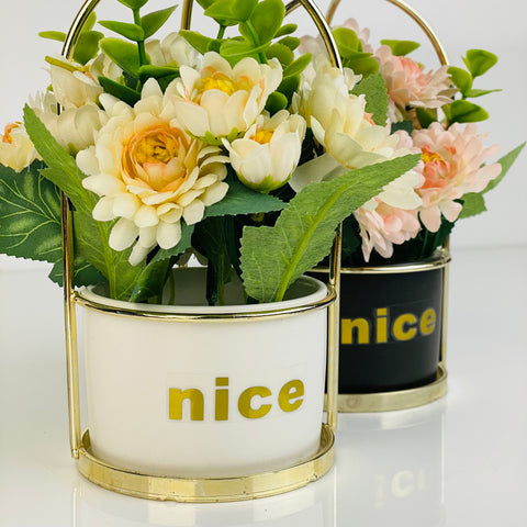 Elegant Planter Pot With Sparrow - Black