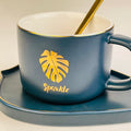 Ceramic Coffee Mug with Saucer & Spoon