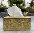 Brass Tissue Box with Sparrow