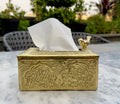 Brass Tissue Box with Sparrow