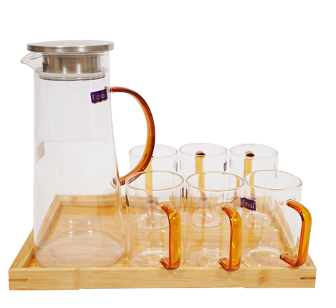 Elegant Designs 8 Pieces Elegant Deli Lemon Set Modern Crystal Water Juice Jug Pot