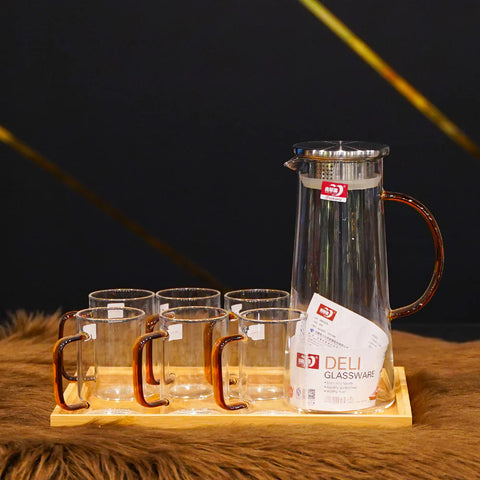 Elegant Designs 8 Pieces Elegant Deli Lemon Set Modern Crystal Water Juice Jug Pot