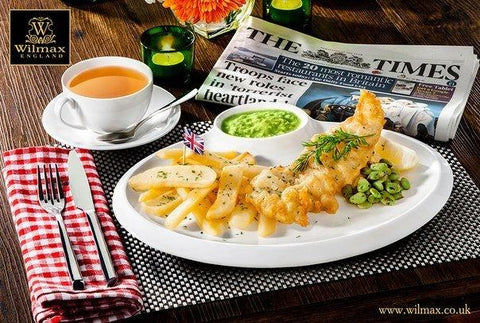 White Round Platter With Sauce Compartment