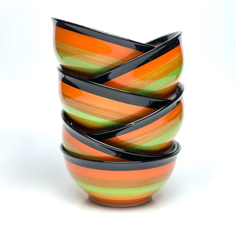 Multi Colour All Purpose Porcelain Bowls - Set of 6