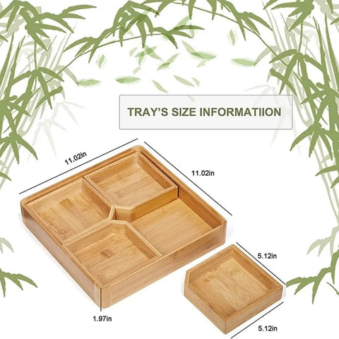 Bamboo Appetizer Serving Tray, Party Nut and Candy Platter