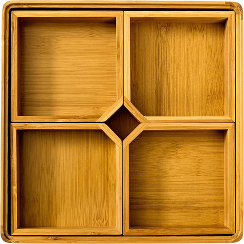 Bamboo Appetizer Serving Tray, Party Nut and Candy Platter