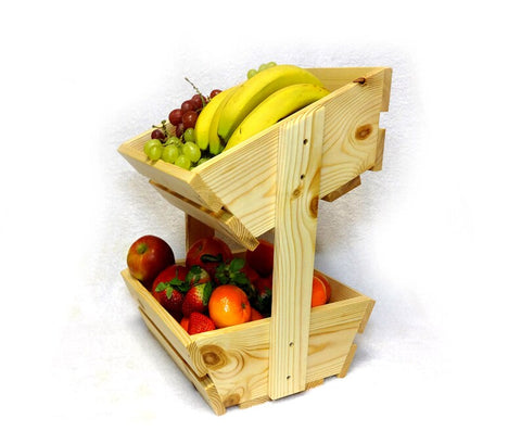 Stylish Two Tier Wooden Fruit & Vegetable Basket