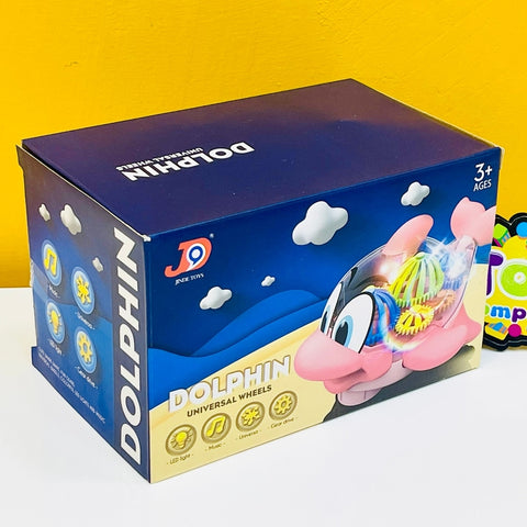 Transparent 3D Dolphin Toy 360 Degree Rotation, Gear with Sound and Light