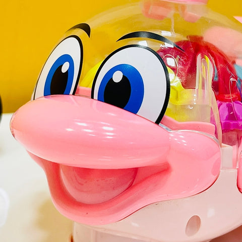 Transparent 3D Dolphin Toy 360 Degree Rotation, Gear with Sound and Light