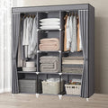 Portable Wardrobe with 3 Hanging Rods and 6 Storage Shelves