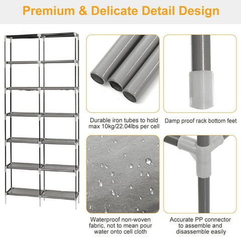 Steel and Fabric Multi-Purpose Shoe Rack with Cover, 12 Shelf