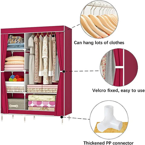 Wardrobe Storage Closet, Portable Clothes Standing Shelves Organizer