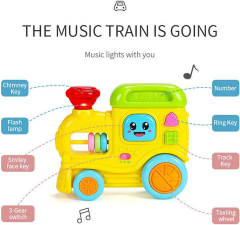 Baby Educational Toy Train,Push and Go Train Musical Toy Train with Light
