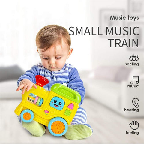Baby Educational Toy Train,Push and Go Train Musical Toy Train with Light