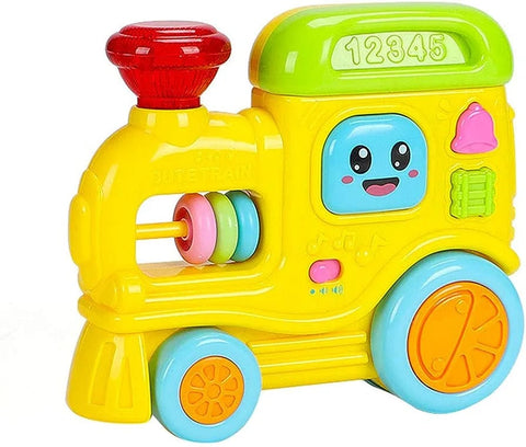 Baby Educational Toy Train,Push and Go Train Musical Toy Train with Light
