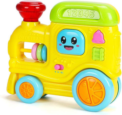 Baby Educational Toy Train,Push and Go Train Musical Toy Train with Light