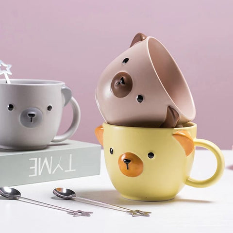Creative cartoon bear color glazed couple ceramic mug