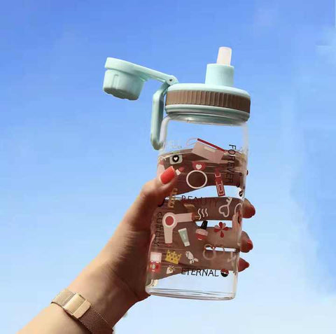 Transparent Glass Water Bottle