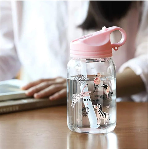 Cartoon Pattern Children Glass Water Bottle
