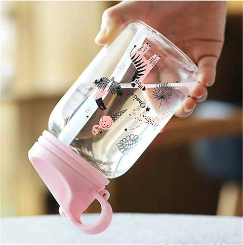 Cartoon Pattern Children Glass Water Bottle