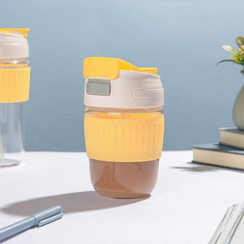 Glass Coffee Mug with Lid and Straw